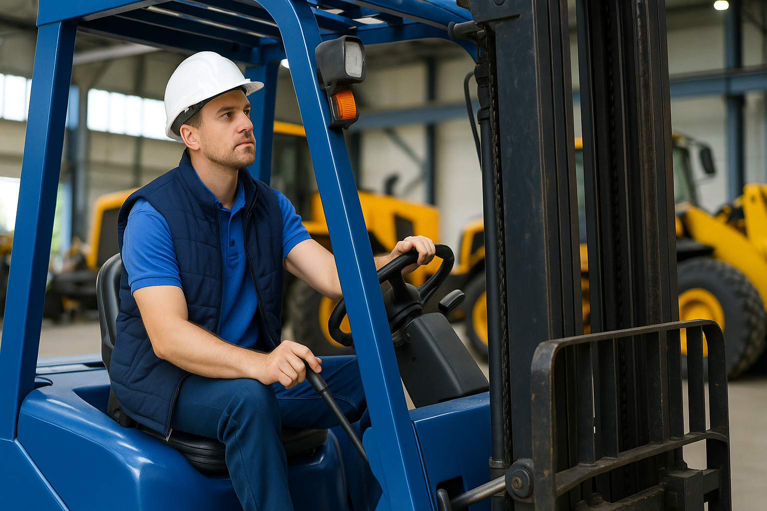 EBK technician servicing a forklift on-site